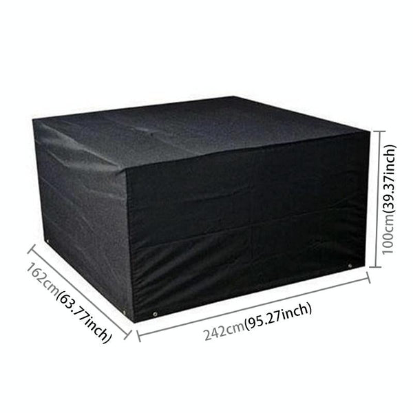 Outdoor Furniture Set Cover Waterproof Anti Uv Dust Proof 210D Oxford Cloth 242X162x100cm Black Outdoor Furniture Covers