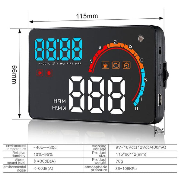 4 Inch Obd2+Gps Head Up Display Car Speed Revolving Water Temp Battery Voltage Running & Distance Other Instruments & Gauges
