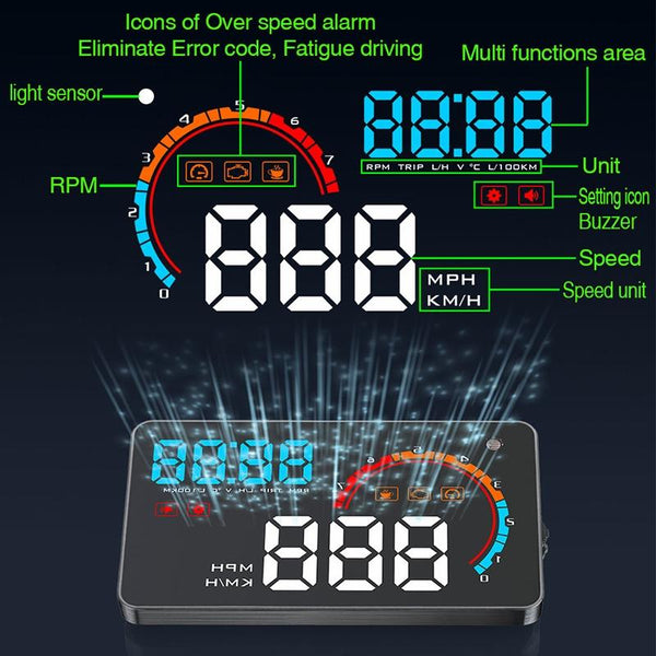 4 Inch Obd2+Gps Head Up Display Car Speed Revolving Water Temp Battery Voltage Running & Distance Other Instruments & Gauges
