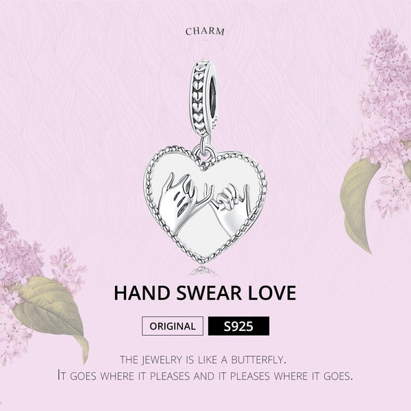 925 Sterling Silver Hand In Heart Pendant For Diy Bracelets & Necklaces Charms & Pendants