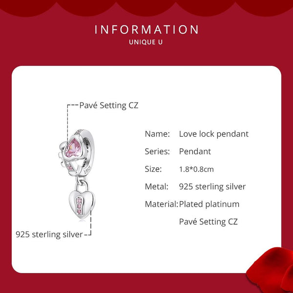 925 Sterling Silver Heart Lock Pendant For Diy Bracelets & Necklaces Necklaces & Pendants