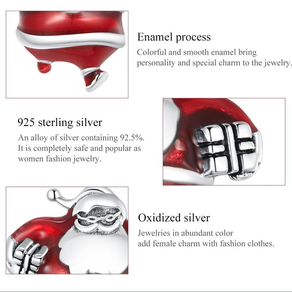 925 Sterling Silver Santa Bead For Diy Bracelet / Necklace Charms & Pendants