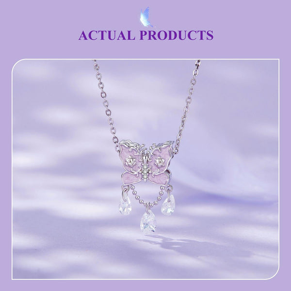 925 Sterling Silver Purple Butterfly Necklace Pendant For Diy Bracelets Charms & Pendants