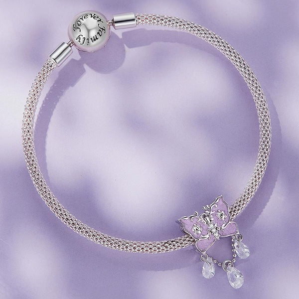 925 Sterling Silver Purple Butterfly Necklace Pendant For Diy Bracelets Charms & Pendants