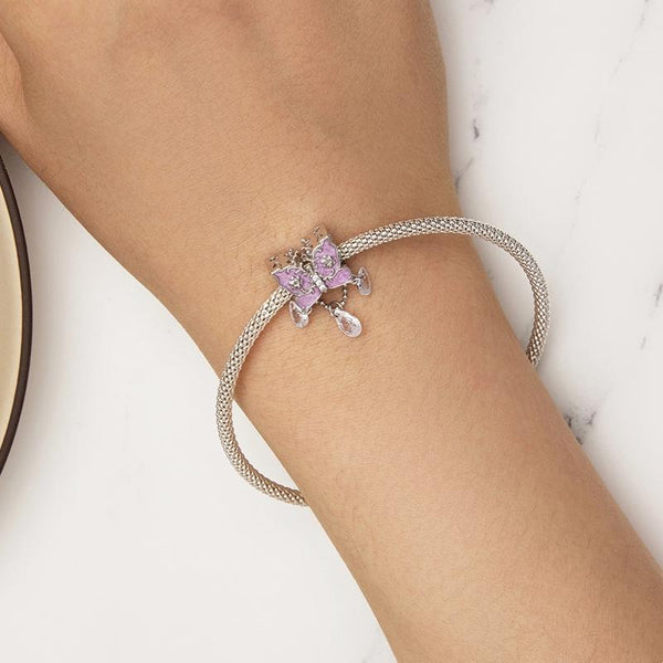 925 Sterling Silver Purple Butterfly Necklace Pendant For Diy Bracelets Charms & Pendants