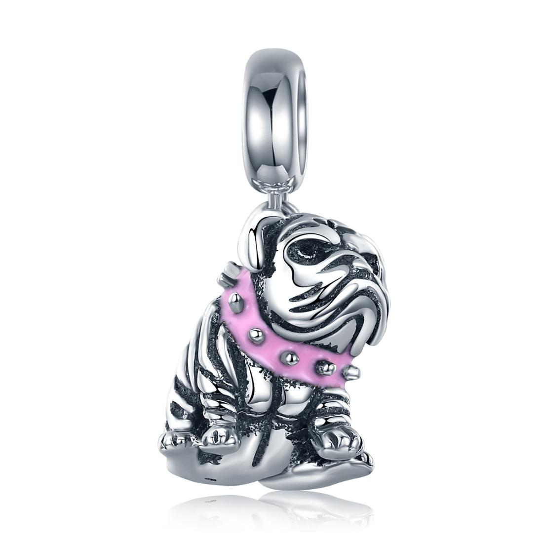 925 Sterling Silver Bulldog Beaded Charm Bracelet Charms & Pendants