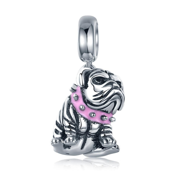 925 Sterling Silver Bulldog Beaded Charm Bracelet Charms & Pendants