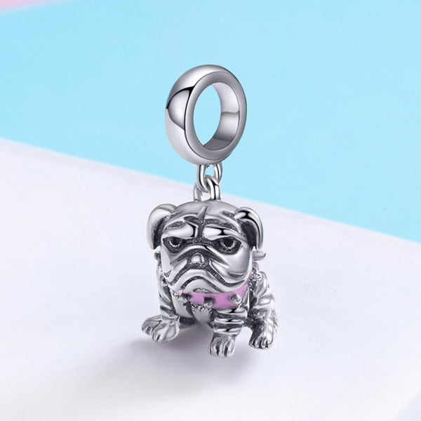 925 Sterling Silver Bulldog Beaded Charm Bracelet Charms & Pendants