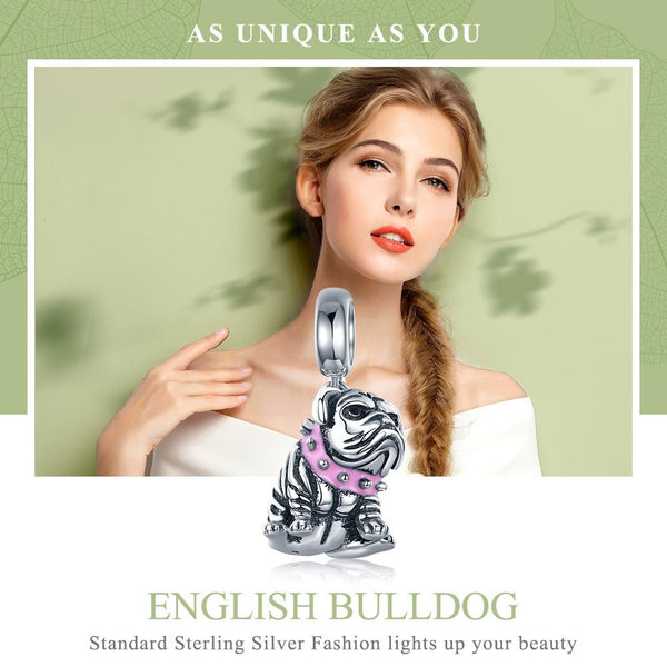 925 Sterling Silver Bulldog Beaded Charm Bracelet Charms & Pendants