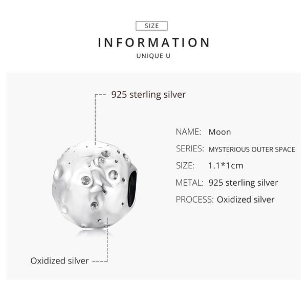 925 Sterling Silver Moon Beads For Diy Bracelets & Necklaces Charms & Pendants