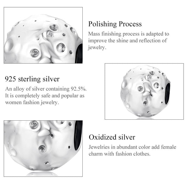 925 Sterling Silver Moon Beads For Diy Bracelets & Necklaces Charms & Pendants