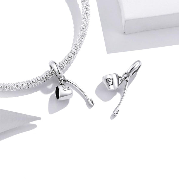 925 Sterling Silver Diy Toothbrush Cup Pendant Charms & Pendants