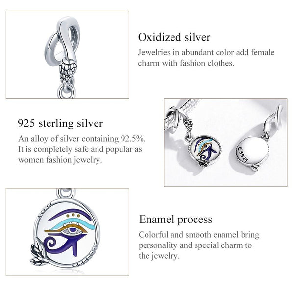 925 Sterling Silver Egyptian Twin Eyes Pendant Charms & Pendants