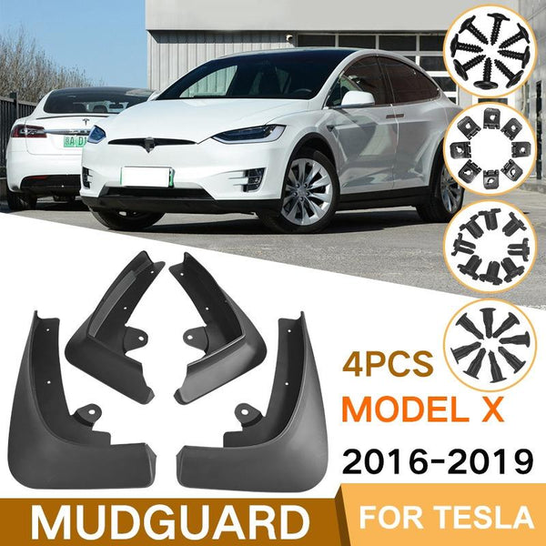For Tesla Model X 2016 2021 4Pcs / Set Car Auto Soft Plastic Splash Flaps Fender Guard Fenders & Mud Guards