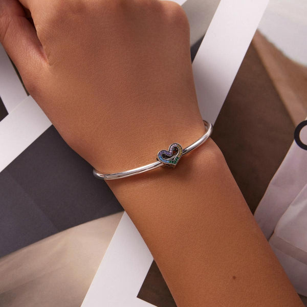 925 Sterling Silver Rainbow Heart Beads For Diy Bracelets & Necklaces Craft Beads