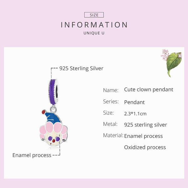 925 Sterling Silver Clown Pendant For Diy Bracelets & Necklaces Charms & Pendants