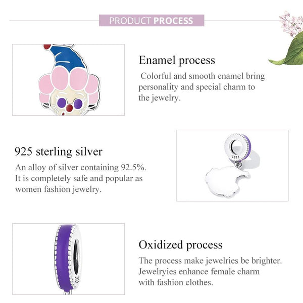 925 Sterling Silver Clown Pendant For Diy Bracelets & Necklaces Charms & Pendants