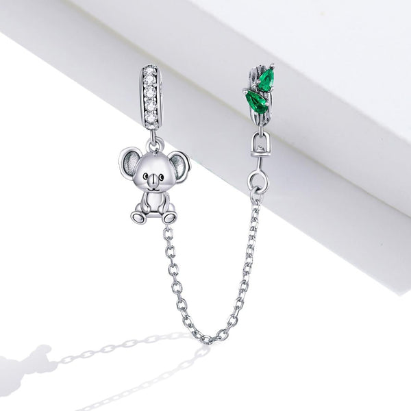 925 Sterling Silver Koala Safety Chain For Bracelets & Necklaces Charms & Pendants
