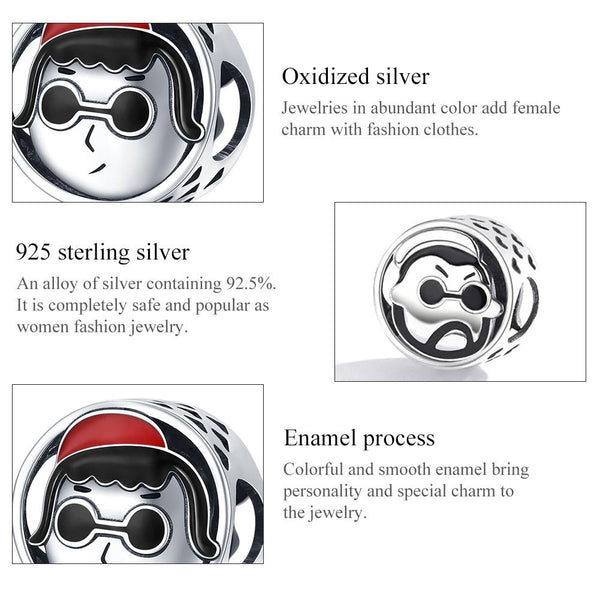 925 Sterling Silver Cartoon Avatar Beads For Diy Bracelets & Necklaces Charms & Pendants