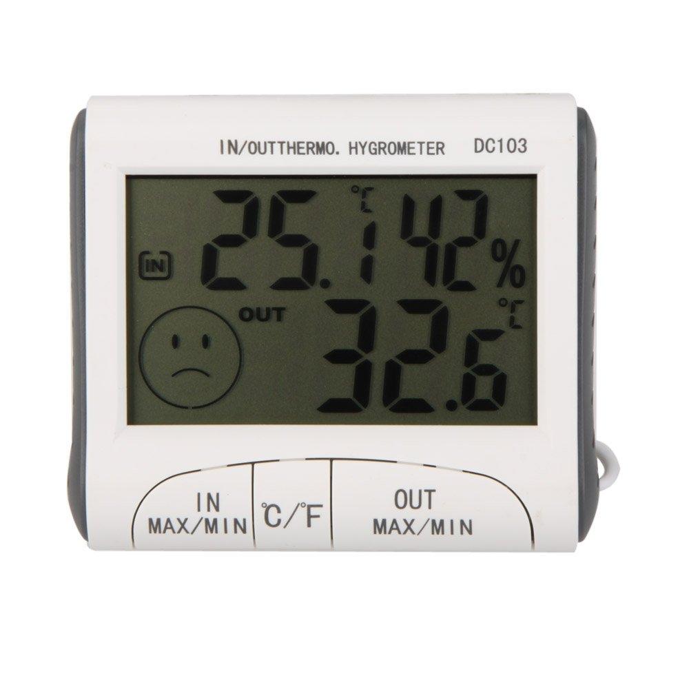 Digital Thermometer Hygrometer With External Sensor White Thermometers