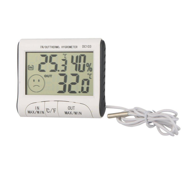 Digital Thermometer Hygrometer With External Sensor White Thermometers