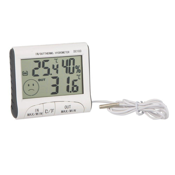 Digital Thermometer Hygrometer With External Sensor White Thermometers