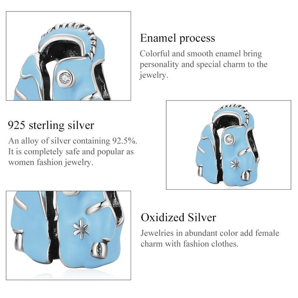 925 Sterling Silver Sky Blue Bead Bracelet / Necklace Set Charms & Pendants