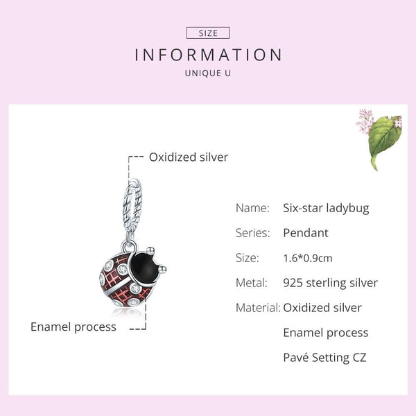 925 Sterling Silver Ladybug Pendant For Bracelets & Necklaces Necklaces & Pendants