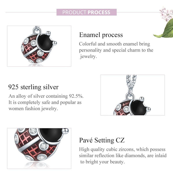 925 Sterling Silver Ladybug Pendant For Bracelets & Necklaces Necklaces & Pendants