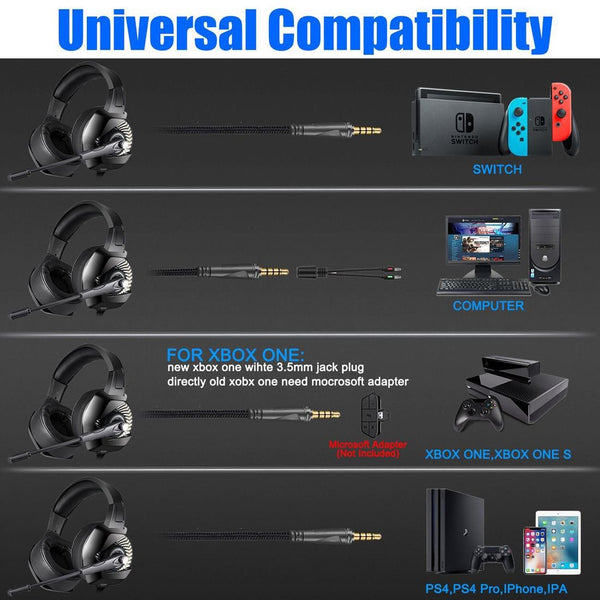 Surround Gaming Headset With Mic & Rgb Lights Headsets