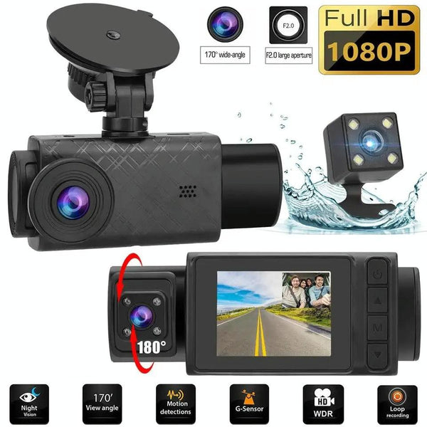 1080P 3 Record Driving Recorder With 2 Screen Video In Dash Units W/O Gps