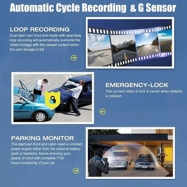1080P 3 Record Driving Recorder With 2 Screen Video In Dash Units W/O Gps