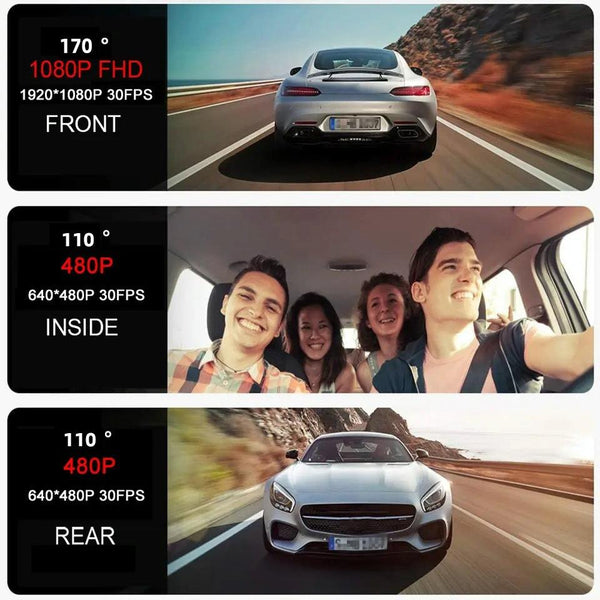 1080P 3 Record Driving Recorder With 2 Screen Video In Dash Units W/O Gps