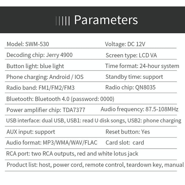 12V Car Dual Usb Charger Radio Receiver Mp3 Player Fm & Bluetooth Remote Control Ipods & Mp3 Players