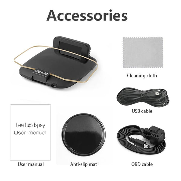 Car Hud Display Compass Speed Temp Voltage Alarm Navigation Obd2 + Locator Technology Other Car Video