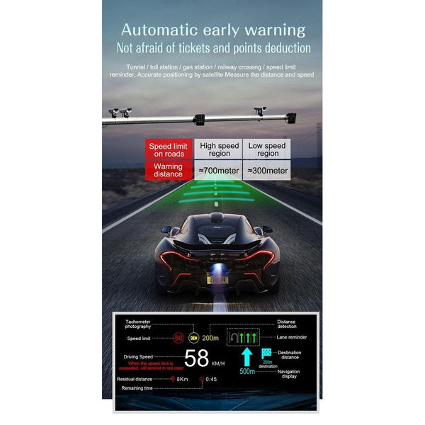 Car Hud Display Compass Speed Temp Voltage Alarm Navigation Obd2 + Locator Technology Other Car Video