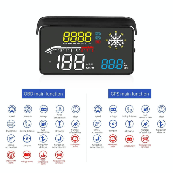 Car Obd2 Hud Head Up Display Gps Speed Meter With Voltage And Water Temp Alarm Other Instruments & Gauges