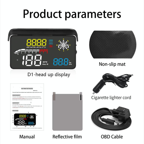 Car Obd2 Hud Head Up Display Gps Speed Meter With Voltage And Water Temp Alarm Other Instruments & Gauges