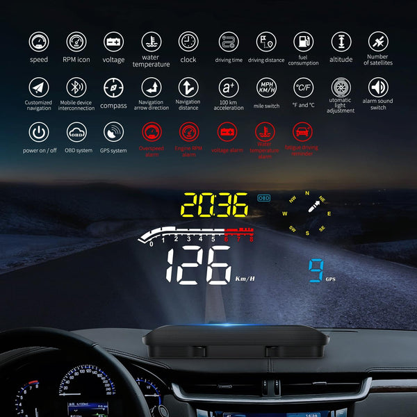 Car Obd2 Hud Head Up Display Gps Speed Meter With Voltage And Water Temp Alarm Other Instruments & Gauges