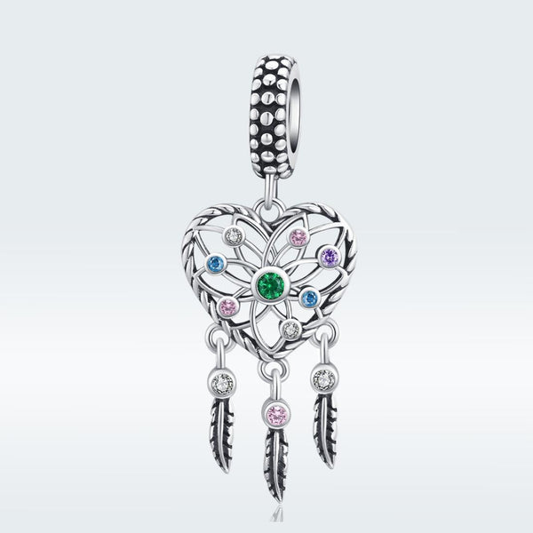 925 Sterling Silver Tassel Dream Catcher Bracelet Charm Charms & Pendants