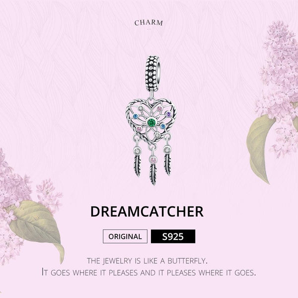 925 Sterling Silver Tassel Dream Catcher Bracelet Charm Charms & Pendants