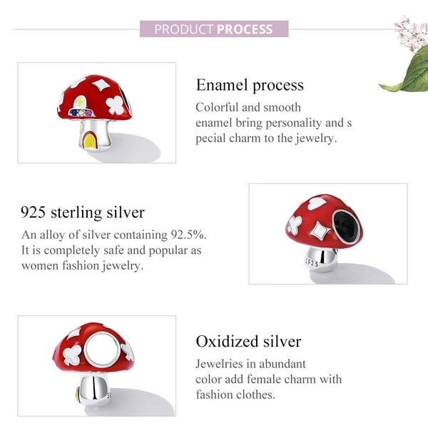 925 Sterling Silver Mushroom House Beads For Diy Bracelets & Necklaces Charms & Pendants