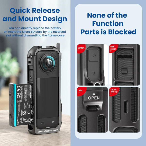 Amagisn Metal Protective Housing For Insta360 X4 Audio Video Accessory Camera Cases Bags & Covers