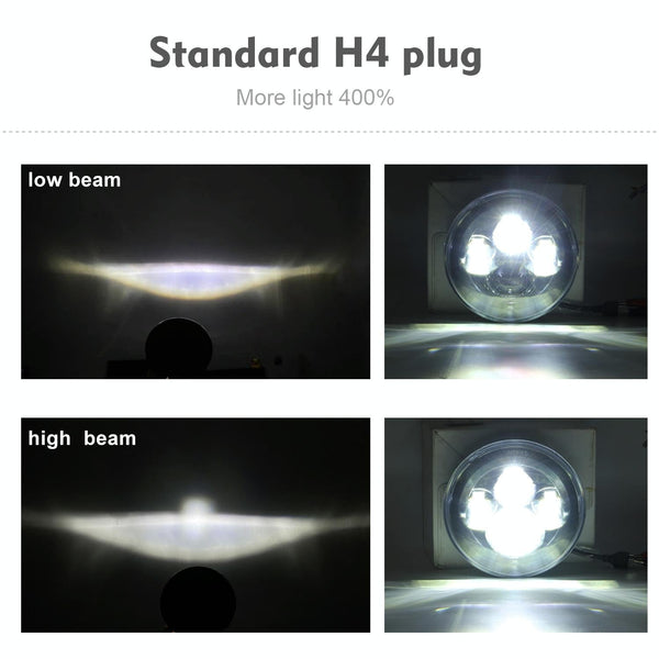 7 Inch H4 / H13 Dc 9V 30V 4000Lm 6000K 40W Car Round Shape Led Headlight Lamps For Jeep Wrangler Led Car Lights