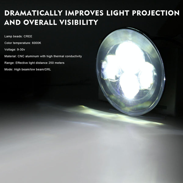 7 Inch H4 / H13 Dc 9V 30V 4000Lm 6000K 40W Car Round Shape Led Headlight Lamps For Jeep Wrangler Led Car Lights