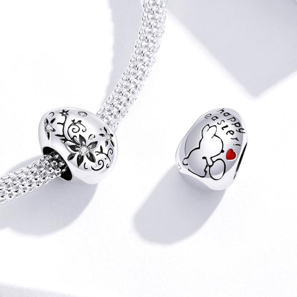 925 Sterling Silver Retro Easter Egg Diy Bracelet Beads Charms & Pendants