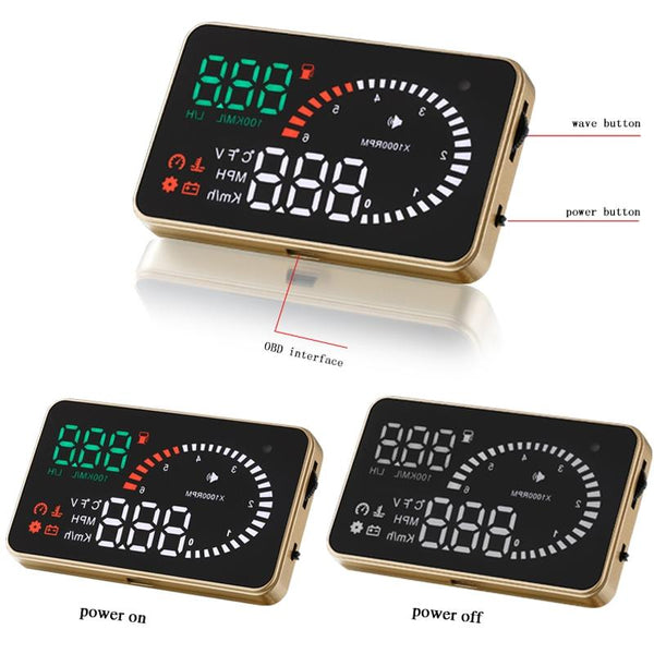 3.5 Inch Car Obdii / Euobd Hud Vehicle Mounted Head Up Display Speed Water Temp Alarm Fuel Battery Other Instruments & Gauges