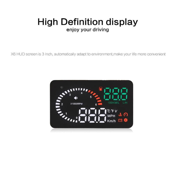 3.5 Inch Car Obdii / Euobd Hud Vehicle Mounted Head Up Display Speed Water Temp Alarm Fuel Battery Other Instruments & Gauges
