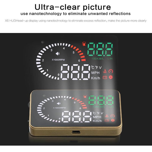 3.5 Inch Car Obdii / Euobd Hud Vehicle Mounted Head Up Display Speed Water Temp Alarm Fuel Battery Other Instruments & Gauges