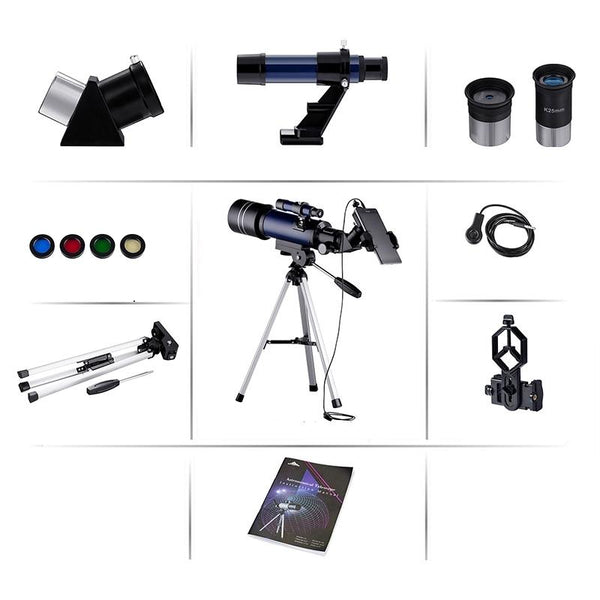 High Definition Astronomical Telescope With Tripod And Phone Clip Dark Blue Telescopes